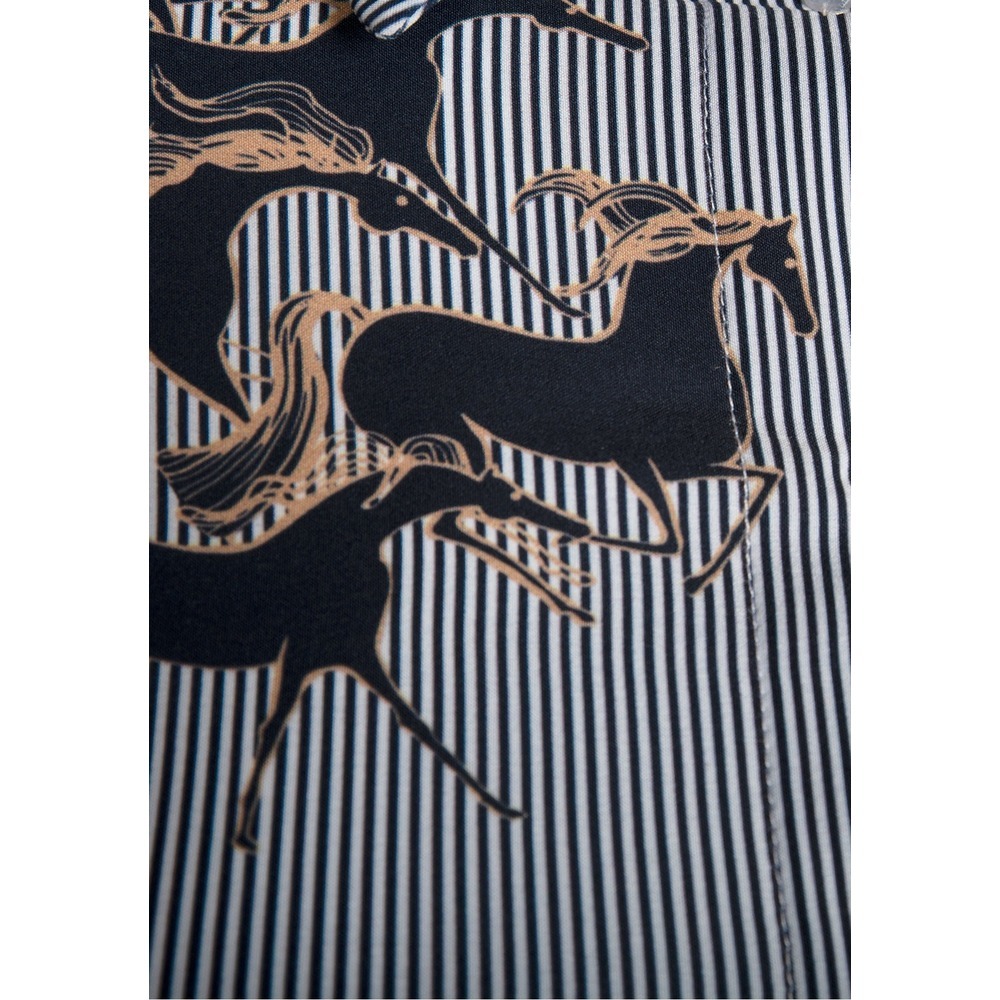 New With‎ Tags Espoir Running Horses Navy Ladies' Button Sun Shirt Size Medium - Picture 4 of 10